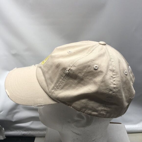 Distressed Smiley Face Dad Hat Tan Embroidered Baseball Cap Happy Face Kbethos - Picture 7 of 11